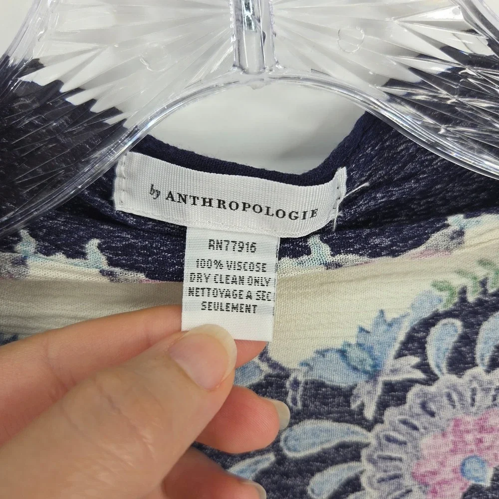 Anthropologie Kimono Wrap One Size Navy Floral Paisley Boho Art-Inspired Shawl